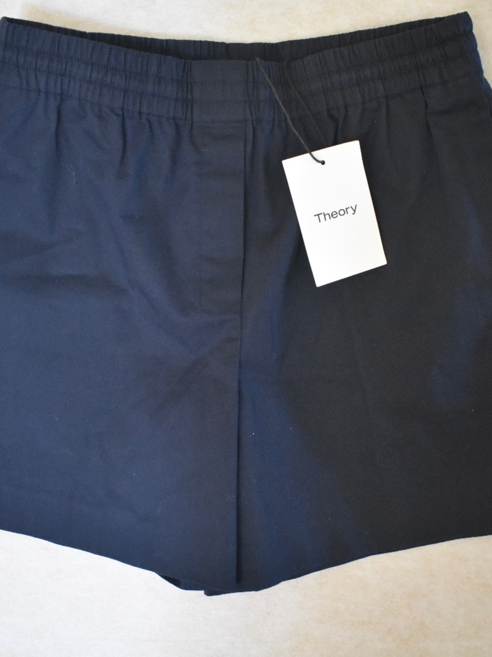 NWT Theory Women's Easy Short Classic Chino in Blue Midnight Drawstring Size P